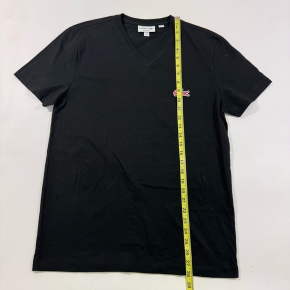 Lacoste Mens Cavier Croc V Neck Tee Shirt Black - Picture 6 of 7